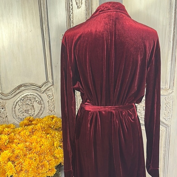 Elegant Velvet Robe in Rich Red Outer Wear or Lounging - Picture 9 of 13